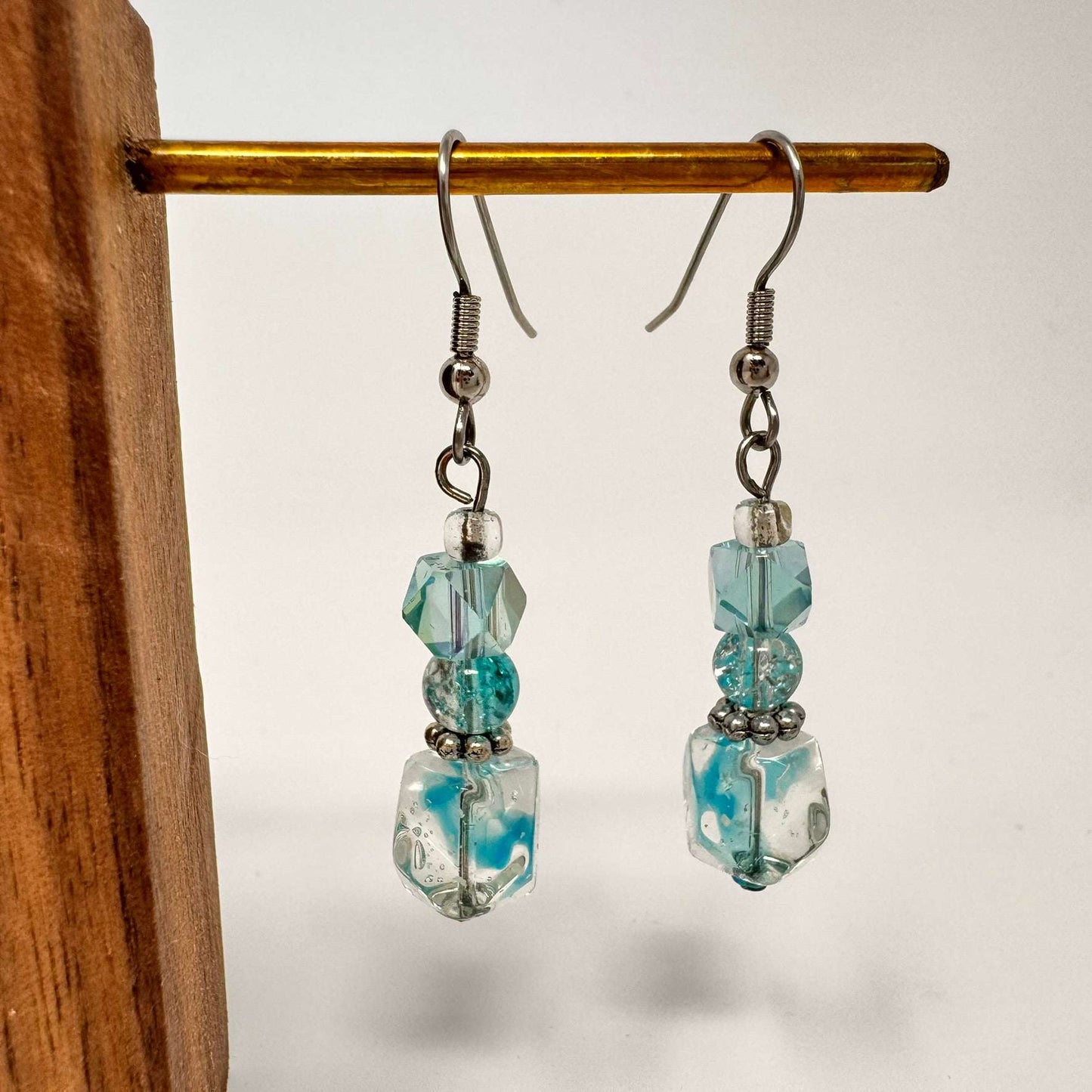 Sapphire Journey Earrings - Crystal & Glass Cascade | LGBTQ+ Artisan Made