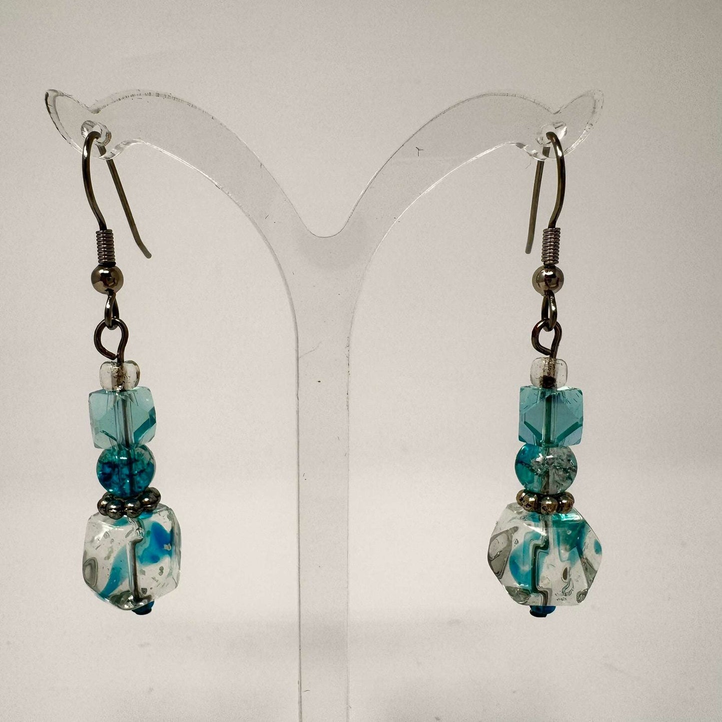 Sapphire Journey Earrings - Crystal & Glass Cascade | LGBTQ+ Artisan Made