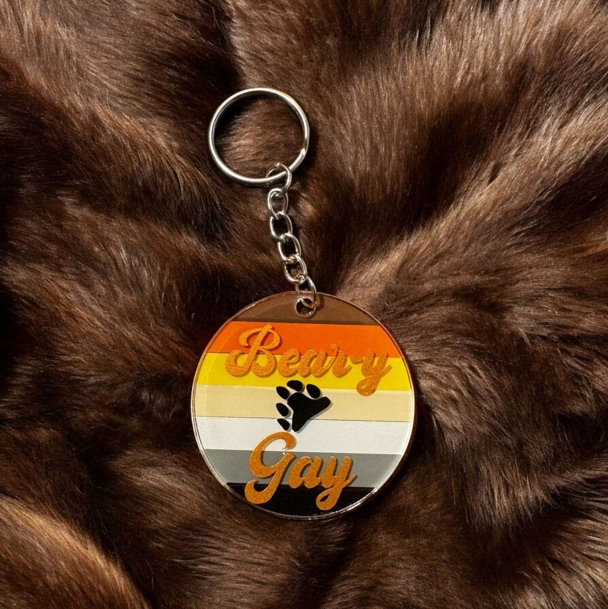 Bear-y Gay Statement Keychain - Bear Pride Design | LGBTQ+ Artisan Made