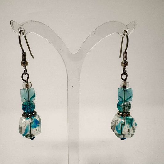 Sapphire Journey Earrings - Crystal & Glass Cascade | LGBTQ+ Artisan Made