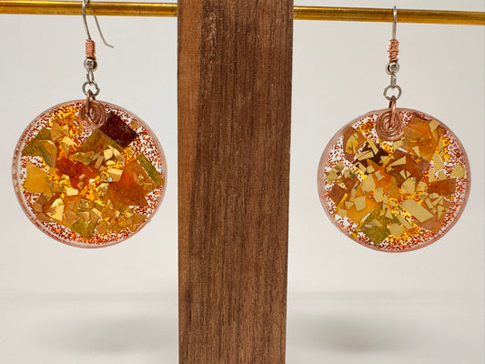 Nature's Confetti Earrings with Real Leaves Cast in Resin