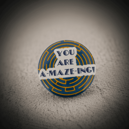 A-MAZE-Ing Statement Button - Ocean Blue Labyrinth | LGBTQ+ Artisan Made