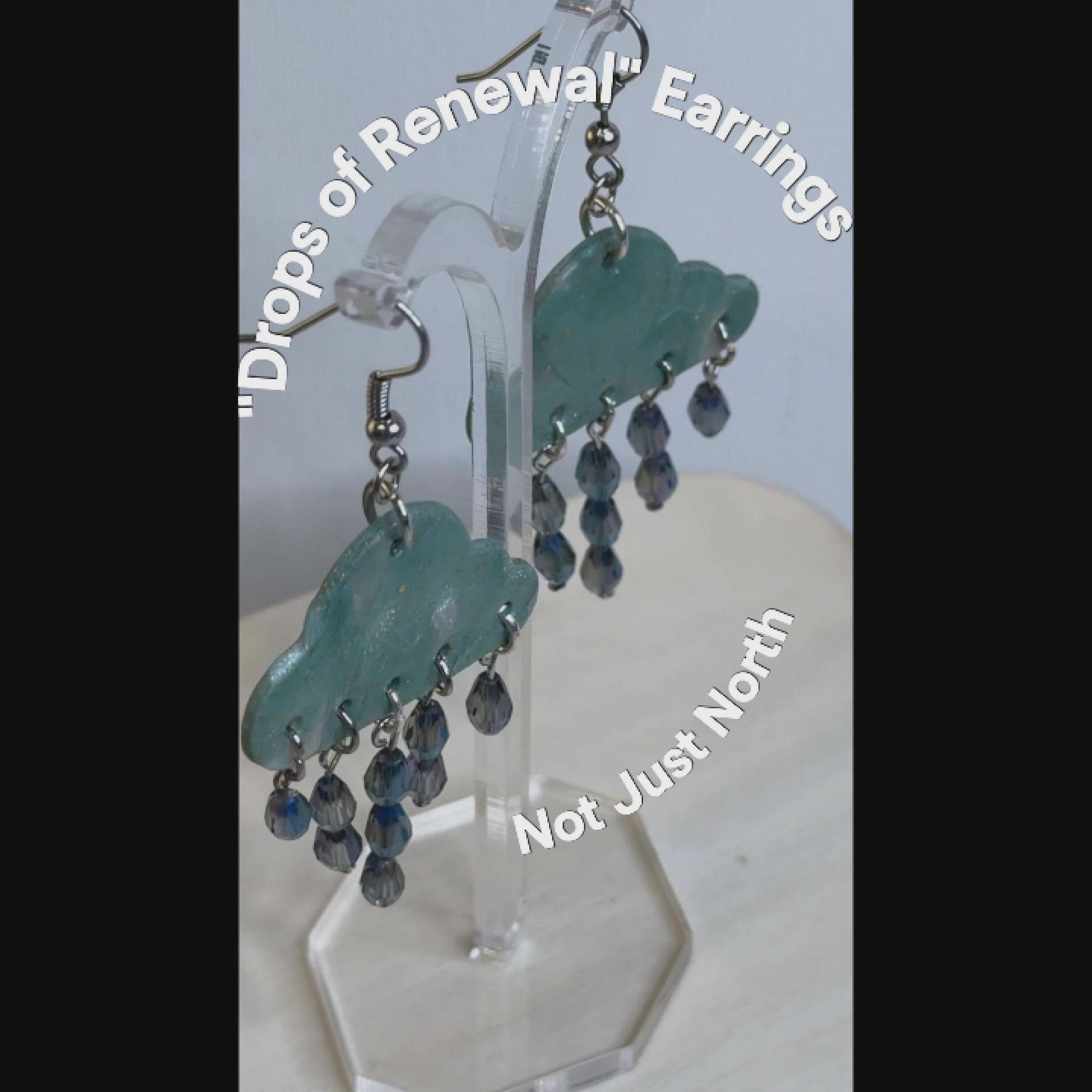 Turquoise Rain Clouds with Saphire Blue Teardrop Glass Beads Resembling Rain Drops in Staggered Tiers